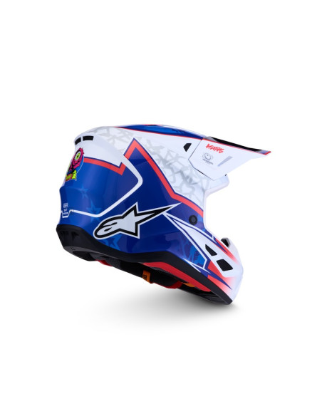Casque cross Alpinestars 2027 S-M7 Blaster - Blanc Bleu Rouge