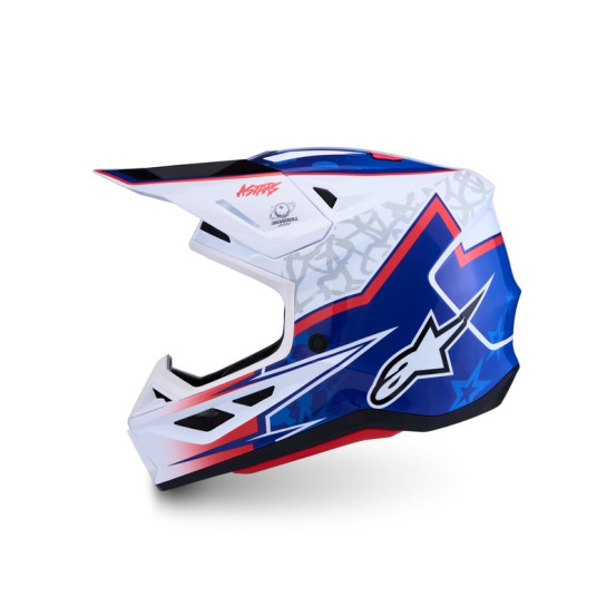 Casque cross Alpinestars 2027 S-M7 Blaster - Blanc Bleu Rouge