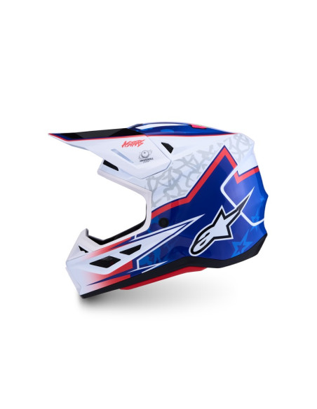 Casque cross Alpinestars 2027 S-M7 Blaster - Blanc Bleu Rouge