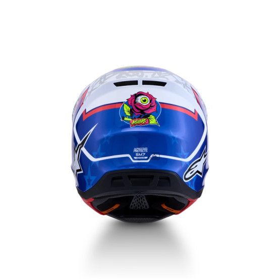 Casque cross Alpinestars 2027 S-M7 Blaster - Blanc Bleu Rouge