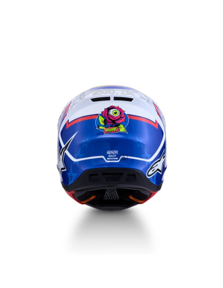 Casque cross Alpinestars 2027 S-M7 Blaster - Blanc Bleu Rouge