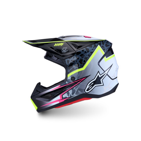 Casque cross Alpinestars 2027 S-M7 Blaster - Noir Gris Jaune Fluo