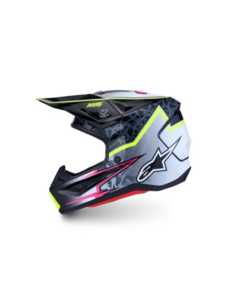 Casque cross Alpinestars 2027 S-M7 Blaster - Noir Gris Jaune Fluo