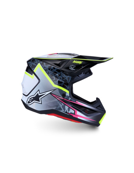 Casque cross Alpinestars 2027 S-M7 Blaster - Noir Gris Jaune Fluo