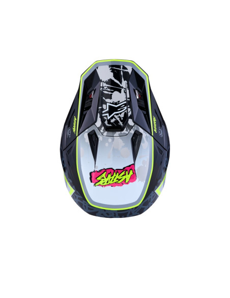Casque cross Alpinestars 2027 S-M7 Blaster - Noir Gris Jaune Fluo