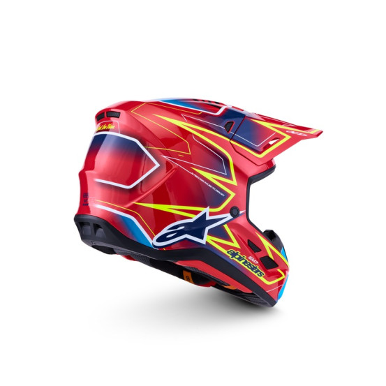 Casque cross Alpinestars 2027 S-M7 Cast - Rouge Jaune Fluo Bleu Fluo
