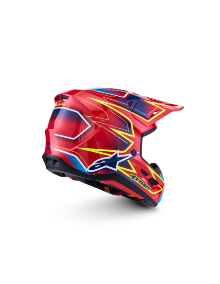 Casque cross Alpinestars 2027 S-M7 Cast - Rouge Jaune Fluo Bleu Fluo
