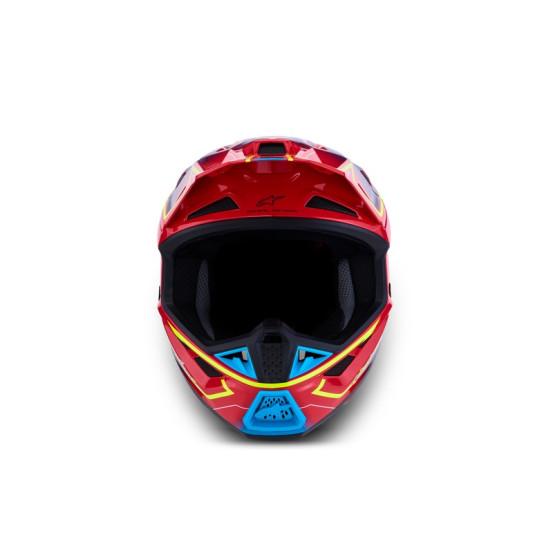 Casque cross Alpinestars 2027 S-M7 Cast - Rouge Jaune Fluo Bleu Fluo