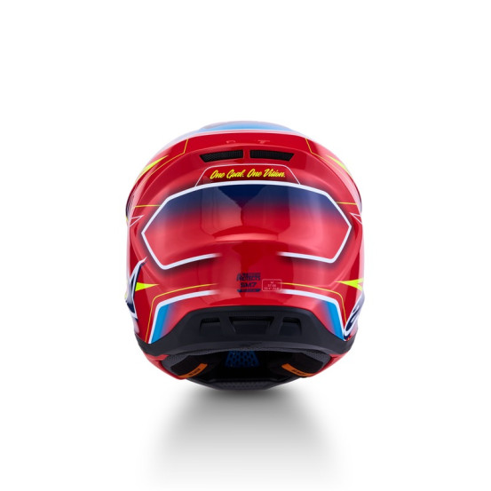 Casque cross Alpinestars 2027 S-M7 Cast - Rouge Jaune Fluo Bleu Fluo
