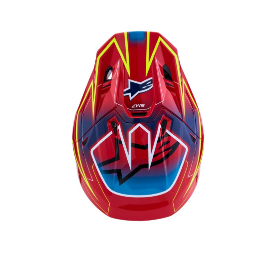 Casque cross Alpinestars 2027 S-M7 Cast - Rouge Jaune Fluo Bleu Fluo