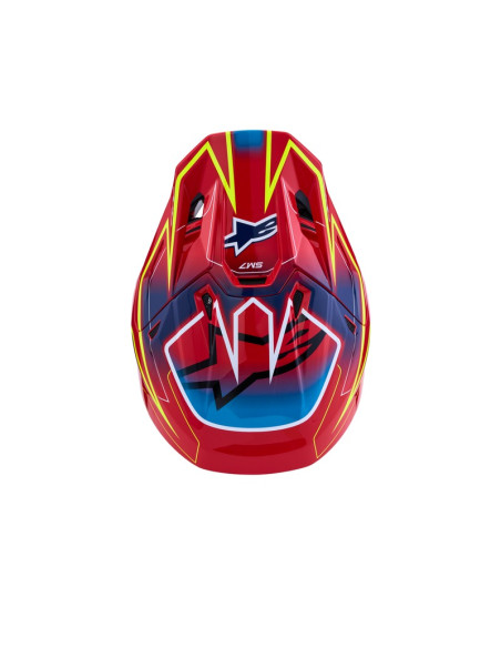 Casque cross Alpinestars 2027 S-M7 Cast - Rouge Jaune Fluo Bleu Fluo