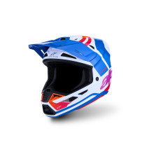Casque cross Alpinestars 2027 S-M7 Core - Blanc Bleu Orange Rose