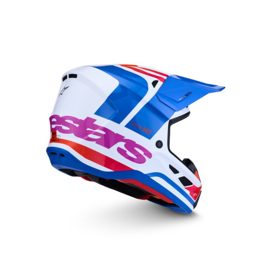 Casque cross Alpinestars 2027 S-M7 Core - Blanc Bleu Orange Rose