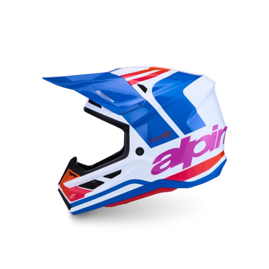 Casque cross Alpinestars 2027 S-M7 Core - Blanc Bleu Orange Rose
