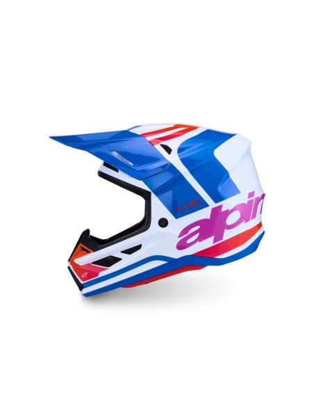 Casque cross Alpinestars 2027 S-M7 Core - Blanc Bleu Orange Rose