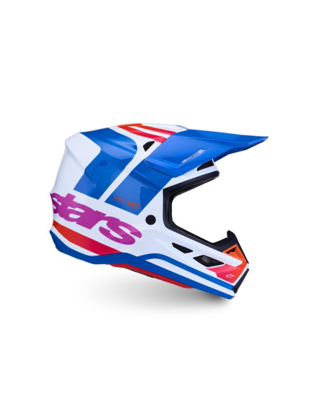 Casque cross Alpinestars 2027 S-M7 Core - Blanc Bleu Orange Rose