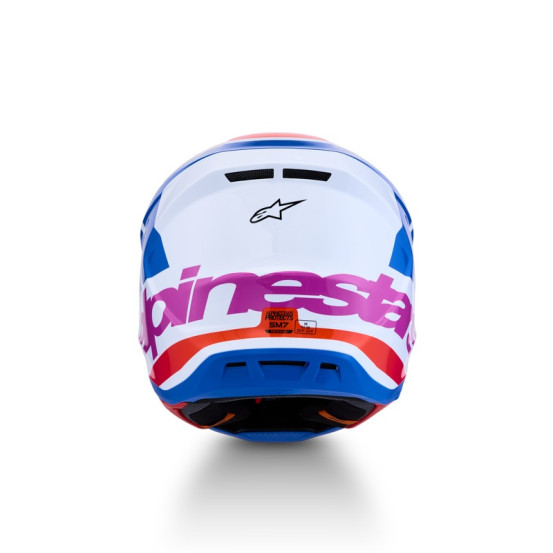 Casque cross Alpinestars 2027 S-M7 Core - Blanc Bleu Orange Rose