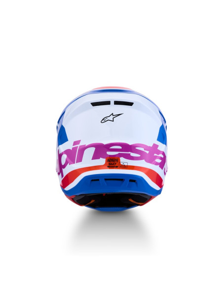 Casque cross Alpinestars 2027 S-M7 Core - Blanc Bleu Orange Rose