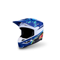 Casque cross enfant Alpinestars 2027 S-M3 Falcon  - Bleu Blanc Noir Rose Fluo Jaune Fluo