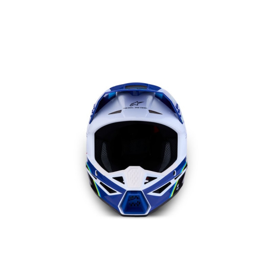 Casque cross enfant Alpinestars 2027 S-M3 Falcon  - Bleu Blanc Noir Rose Fluo Jaune Fluo