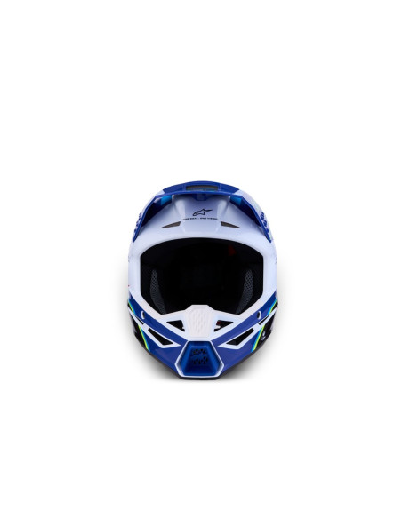 Casque cross enfant Alpinestars 2027 S-M3 Falcon  - Bleu Blanc Noir Rose Fluo Jaune Fluo