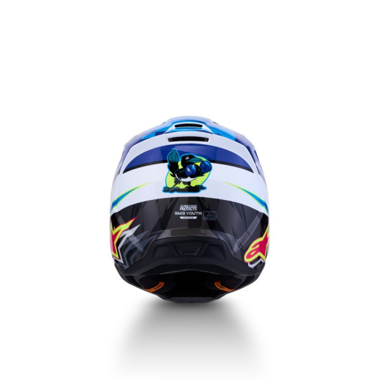 Casque cross enfant Alpinestars 2027 S-M3 Falcon  - Bleu Blanc Noir Rose Fluo Jaune Fluo