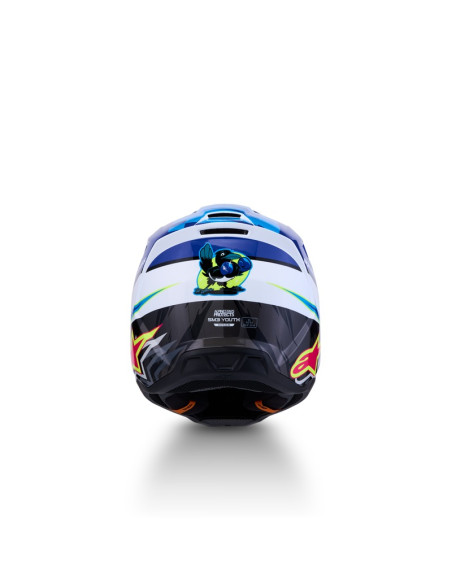 Casque cross enfant Alpinestars 2027 S-M3 Falcon  - Bleu Blanc Noir Rose Fluo Jaune Fluo