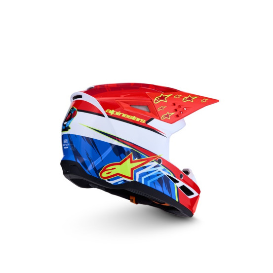 Casque cross enfant Alpinestars 2027 S-M3 Falcon  - Rouge Fluo Blanc Bleu Jaune Fluo