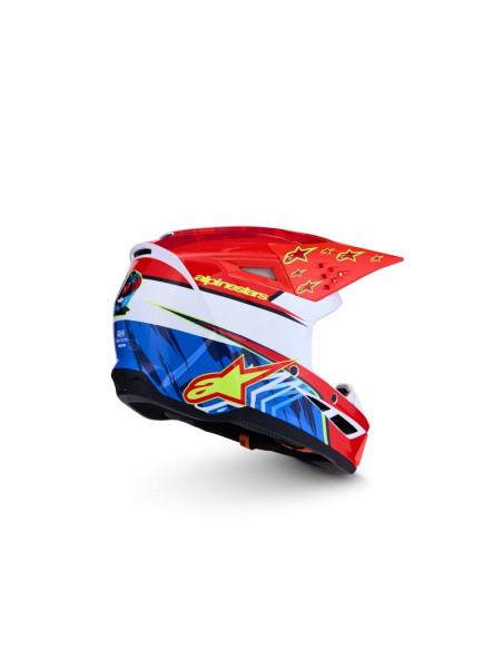 Casque cross enfant Alpinestars 2027 S-M3 Falcon  - Rouge Fluo Blanc Bleu Jaune Fluo