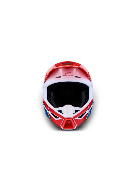 Casque cross enfant Alpinestars 2027 S-M3 Falcon  - Rouge Fluo Blanc Bleu Jaune Fluo