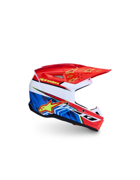 Casque cross enfant Alpinestars 2027 S-M3 Falcon  - Rouge Fluo Blanc Bleu Jaune Fluo