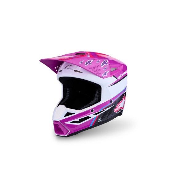 Casque cross enfant Alpinestars 2027 S-M3 Falcon  - Violet Blanc Rose Fluo
