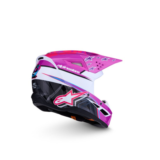 Casque cross enfant Alpinestars 2027 S-M3 Falcon  - Violet Blanc Rose Fluo