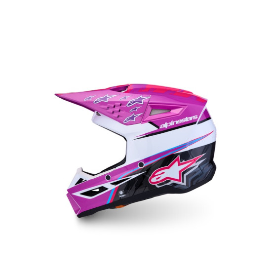 Casque cross enfant Alpinestars 2027 S-M3 Falcon  - Violet Blanc Rose Fluo