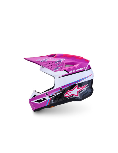 Casque cross enfant Alpinestars 2027 S-M3 Falcon  - Violet Blanc Rose Fluo