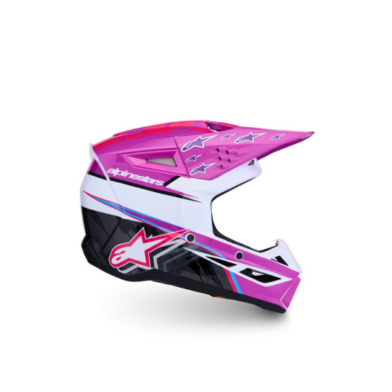 Casque cross enfant Alpinestars 2027 S-M3 Falcon  - Violet Blanc Rose Fluo