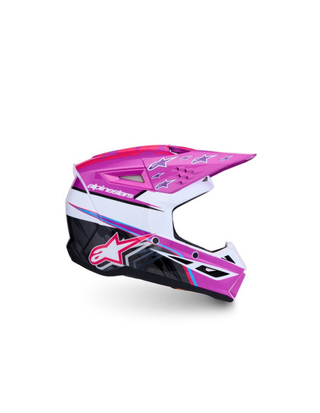 Casque cross enfant Alpinestars 2027 S-M3 Falcon  - Violet Blanc Rose Fluo