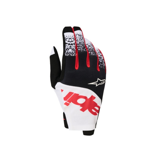 Gants cross Alpinestars Techstar - Noir Blanc Rouge Fluo