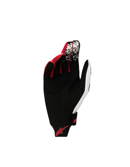 Gants cross Alpinestars Techstar - Noir Blanc Rouge Fluo