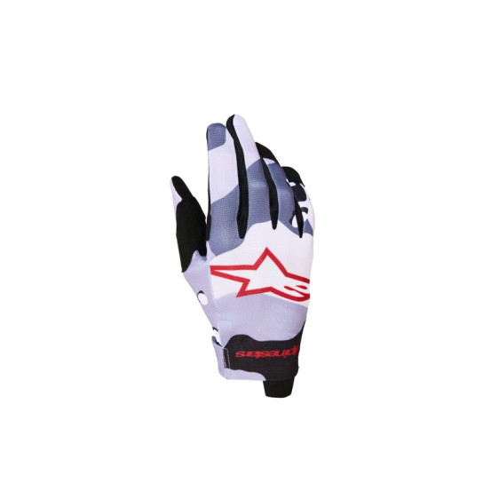 Gants cross enfant Alpinestars Radar - Gris Lila Rouge Noir