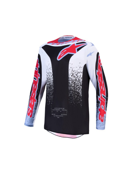 Maillot cross Alpinestars 2027 Fluid Drag - Noir Blanc Bleu Rouge Fluo