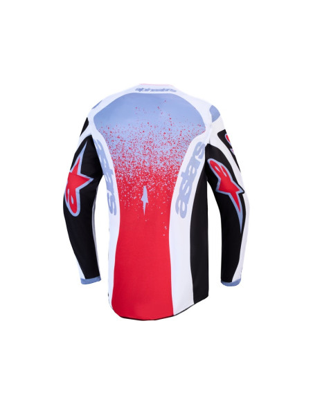 Maillot cross Alpinestars 2027 Fluid Drag - Noir Blanc Bleu Rouge Fluo