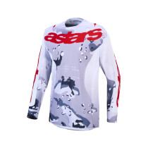Maillot cross Alpinestars 2027 Racer Air Lone - Camo Gris Blanc Rouge