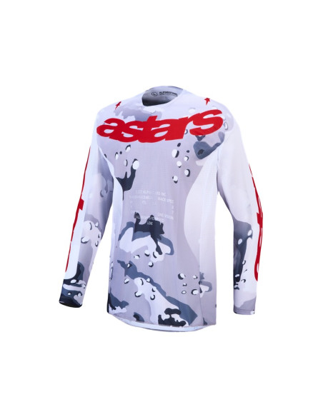 Maillot cross Alpinestars 2027 Racer Air Lone - Camo Gris Blanc Rouge