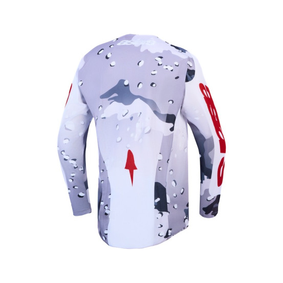 Maillot cross Alpinestars 2027 Racer Air Lone - Camo Gris Blanc Rouge