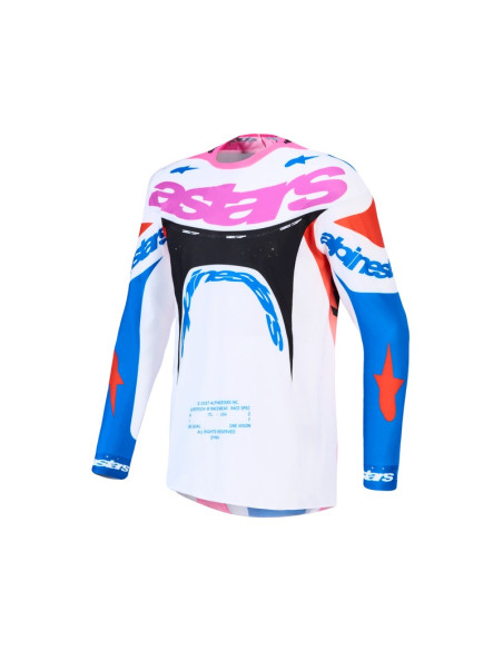 Maillot cross Alpinestars 2027 Supertech Dyna - Blanc Bleu Noir Violet