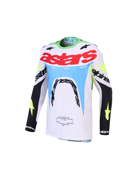 Maillot cross Alpinestars 2027 Supertech Dyna - Lila Vert Fluo Noir