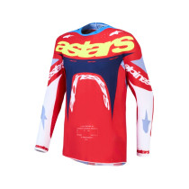 Maillot cross Alpinestars 2027 Supertech Dyna - Rouge Blanc Bleu