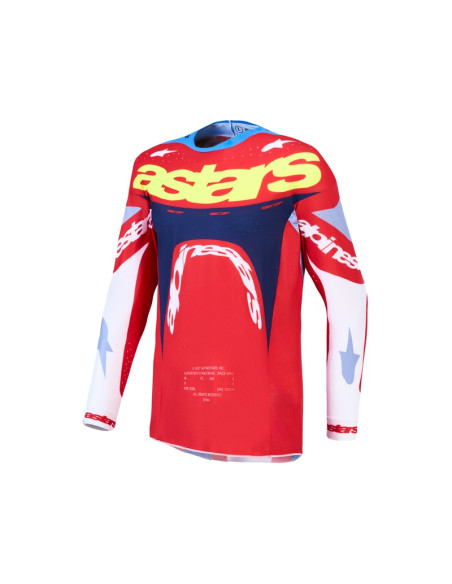 Maillot cross Alpinestars 2027 Supertech Dyna - Rouge Blanc Bleu