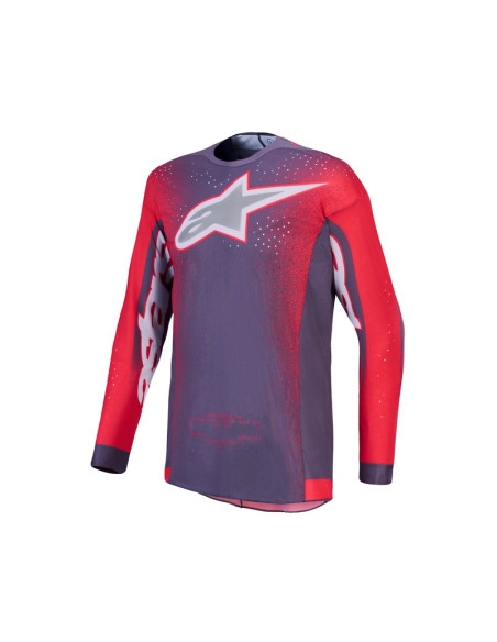 Maillot cross Alpinestars 2027 Supertech Hiten AFD - Gris Rouge Fluo Lila